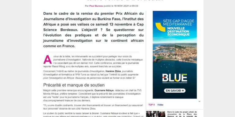 "Nouvelle Aquitaine : Le Prix Africain du Journalisme d’Investigation s’offre une table ronde à Bordeaux" dans Ecomnews