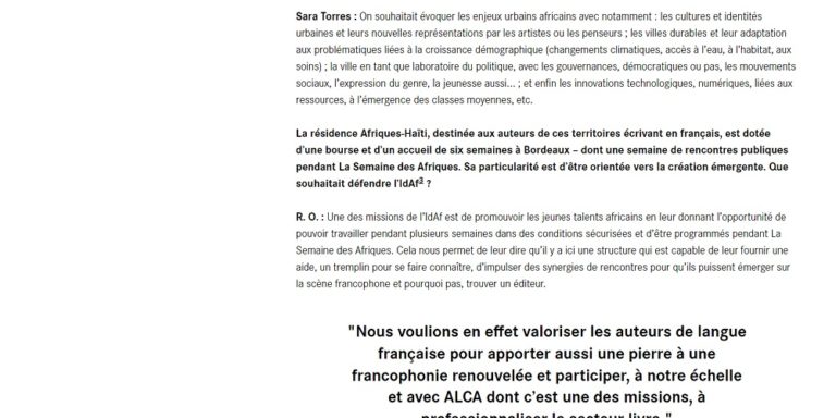 "L’Institut des Afriques, une passerelle entre nos continents" dans Prologue - ALCA