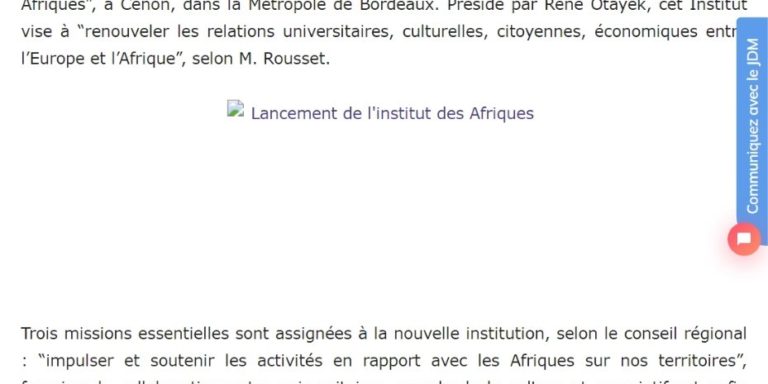 "La création d’un «Institut des Afriques» à Bordeaux" dans Le Journal de Mayotte